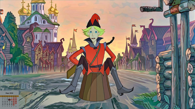 Обои картинки фото календари, кино,  мультфильмы, парень, грязь, изба, ведро, взгляд, лицо, 2018