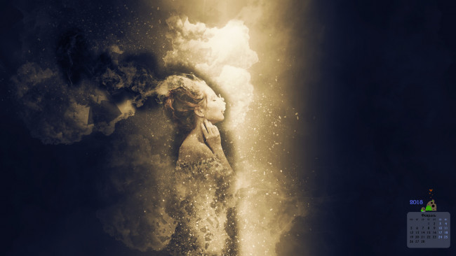 Обои картинки фото календари, компьютерный дизайн, 2018, профиль, девушка, лицо