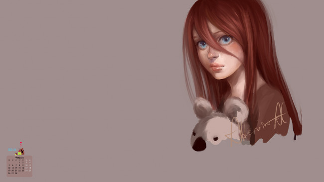 Обои картинки фото календари, рисованные,  векторная графика, девушка, 2018, лицо, взгляд