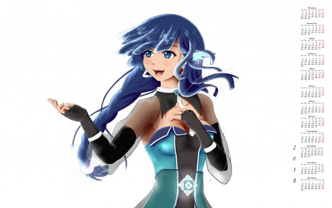 Обои картинки фото календари, аниме, взгляд, лицо, девушка, 2018