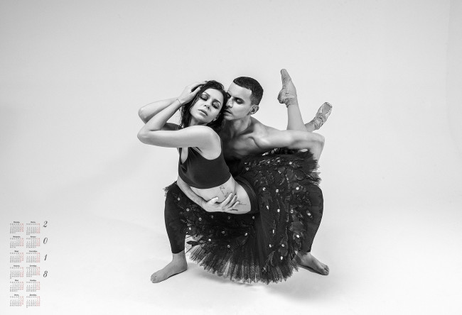 Обои картинки фото календари, люди, балет, 2018, девушка, взгляд, парень