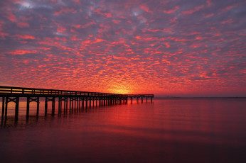 Картинка природа восходы закаты пирс горизонт причал вечер