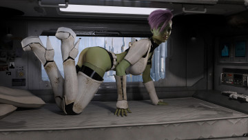 Картинка 3д+графика _science+fiction фон взгляд девушка