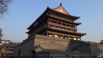 Картинка барабанная+башня города -+буддийские+и+другие+храмы достопримечательности барабанная башня китай сиань