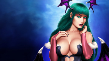 Картинка darkstalkers аниме крылья фон взгляд девушка