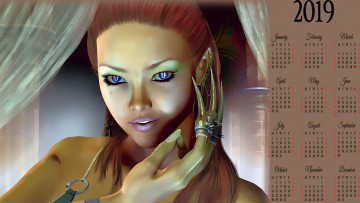 Картинка календари 3д-графика взгляд девушка лицо