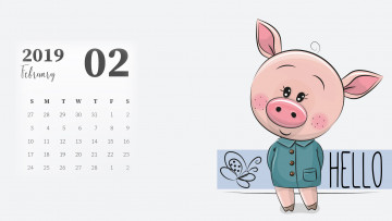 Картинка календари рисованные +векторная+графика свинья поросенок