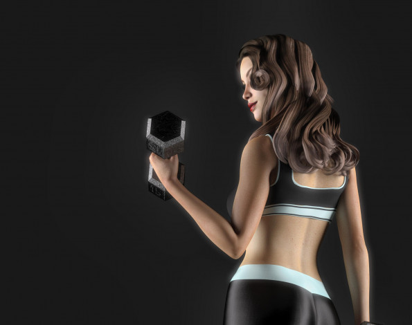 Обои картинки фото 3д графика, спорт , sport, фон, взгляд, девушка