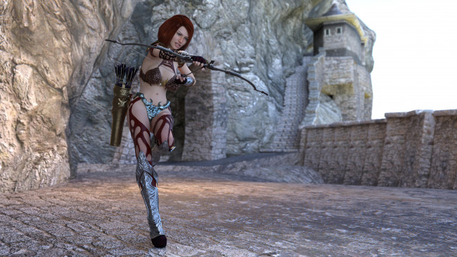 Обои картинки фото 3д графика, фантазия , fantasy, фон, взгляд, девушка