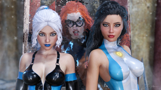 Обои картинки фото 3д графика, люди , people, фон, взгляд, девушки