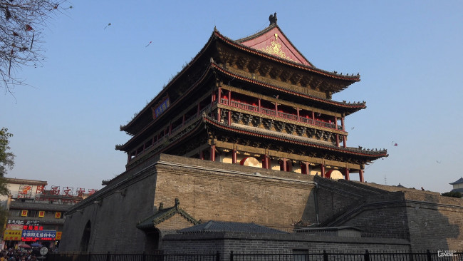 Обои картинки фото барабанная башня, города, - буддийские и другие храмы, достопримечательности, барабанная, башня, китай, сиань