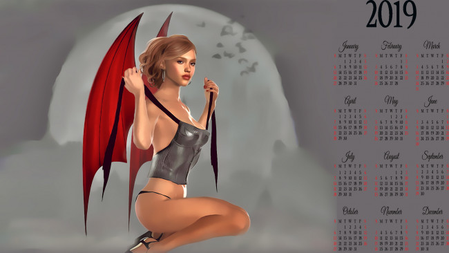 Обои картинки фото календари, фэнтези, крылья, девушка