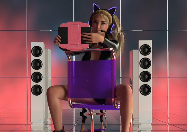 Обои картинки фото 3д графика, люди , people, фон, взгляд, девушка