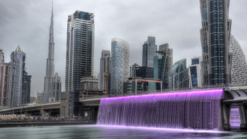 Картинка города дубай+ оаэ водопад дубай