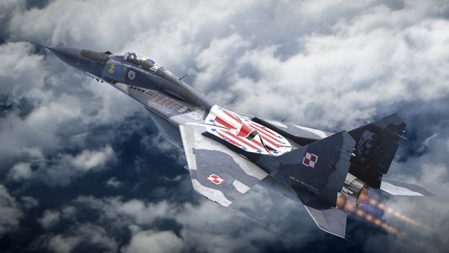 Обои картинки фото миг 29, авиация, боевые самолёты, дивизия, 303, aircraft, artwork, миг, 29, военные, самолеты, ввс, польши