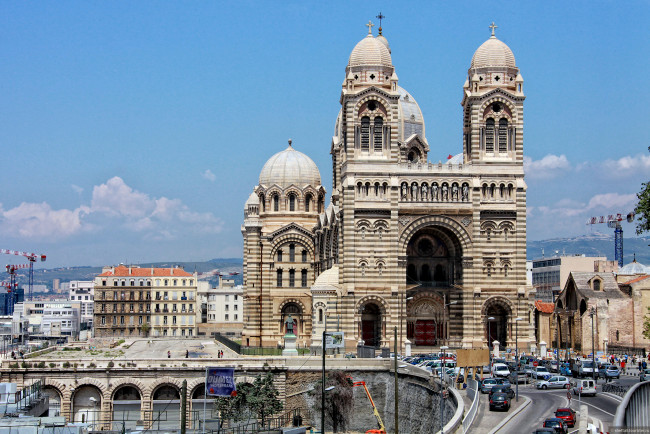 Обои картинки фото марсель, города, марсель , франция, собор, город