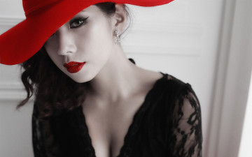 Картинка девушки -+лица +портреты шляпа азиатка лицо