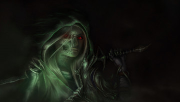 Картинка фэнтези нежить меч демонический облик скелет