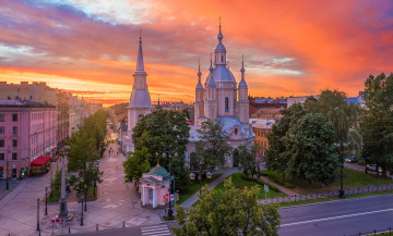 Картинка города санкт-петербург +петергоф+ россия здания вечер санкт петербург улицы андреевский собор православие