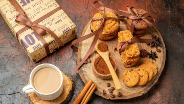 Картинка еда пирожные +кексы +печенье кофе печенье анис ленты корица