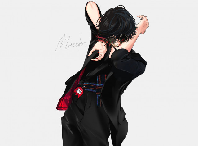 Обои картинки фото рисованное, люди, парень, очки, пиджак