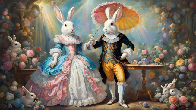 Обои картинки фото рисованное, животные,  зайцы,  кролики, нейросети, графика, нейроарт, ai, art, нейронные, сети, рисунки, нейро, искусство