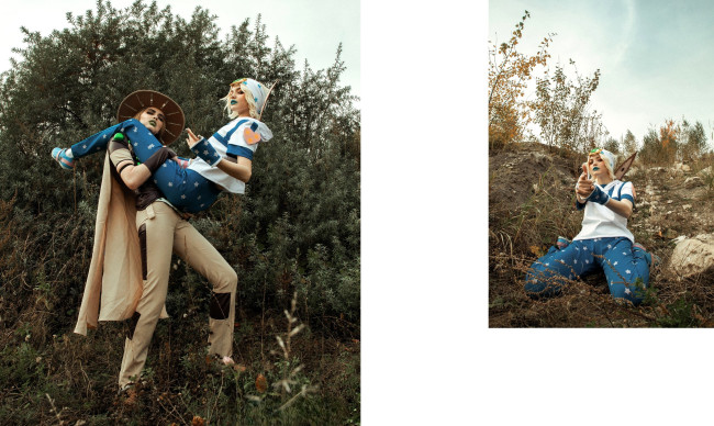 Обои картинки фото девушки, tenletters, образы, наряды, косплей, кусты, склон