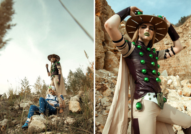 Обои картинки фото девушки, tenletters, образы, наряды, косплей, камни, скалы