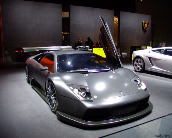 Обои картинки фото lamborghini, murcielago, gt, автомобили, выставки, уличные, фото