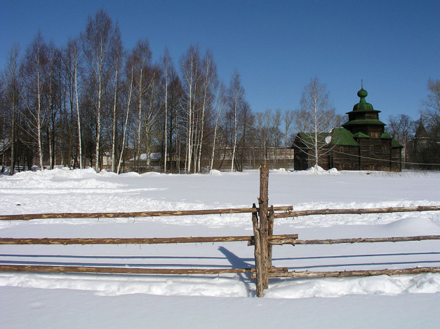 Обои картинки фото кострома, музей, деревянного, зодчества, зима, города, православные, церкви, монастыри