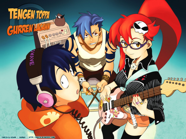 Обои картинки фото аниме, tengen, toppa, gurren, lagann, yoko, littner, simon, kamina