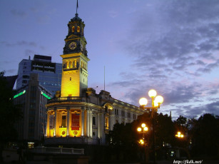 Картинка города огни ночного auckland new+zealand