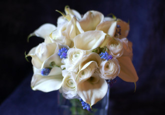 Картинка цветы букеты композиции ранункулюс гиацинт каллы