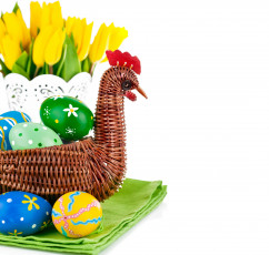 Картинка праздничные пасха писанки тюльпаны салфетка