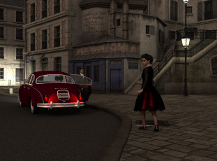 Картинка 3д+графика people+ люди автомобиль улица мужчина девушка