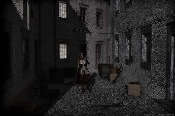 Картинка 3д+графика fantasy+ фантазия дом девушка улица