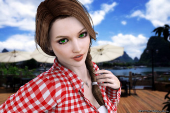 Картинка 3д+графика people+ люди коса взгляд девушка