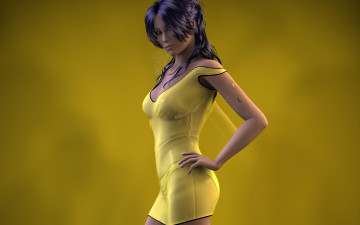 Картинка девушка 3д+графика people+ люди желтый