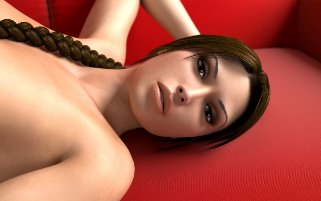 Обои картинки фото девушка, 3д графика, people , люди, косичка, графика