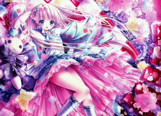 Картинка аниме unknown +другое девушка арт tinkle розы взгляд цветы