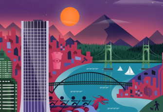 Картинка векторная+графика город city abstraction lollipop material design