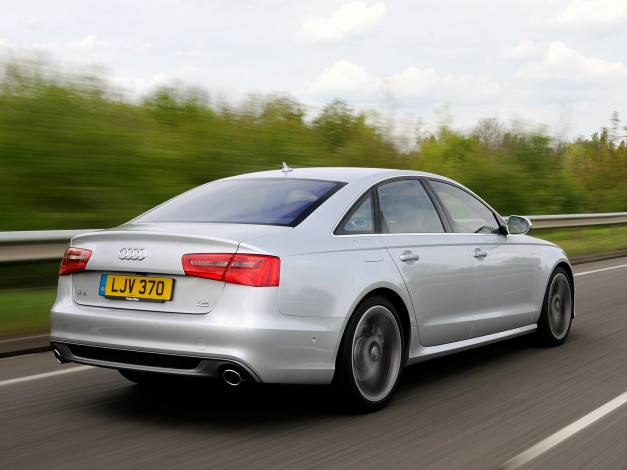 Обои картинки фото автомобили, audi, tdi, a6, 2-0, uk-spec, sedan, ultra, s, line, светлый, 2014г, c7, 4g