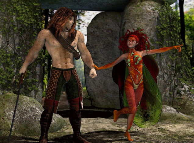 Обои картинки фото 3д графика, эльфы , elves, лес, фон, взгляд, эльфийка