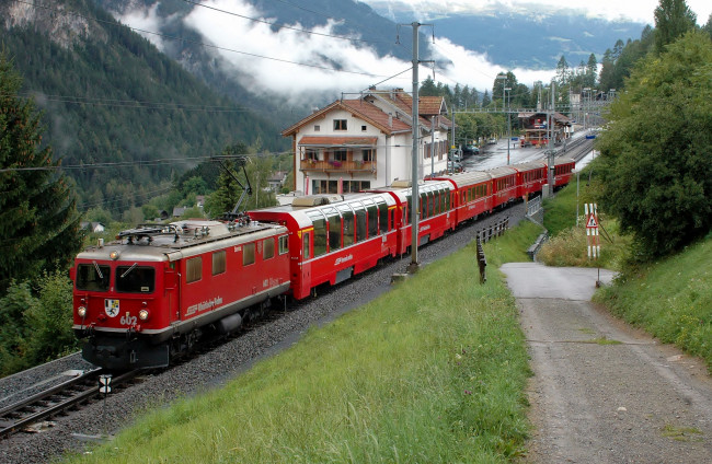 Обои картинки фото техника, электрички, дорога, железная, состав, локомотив