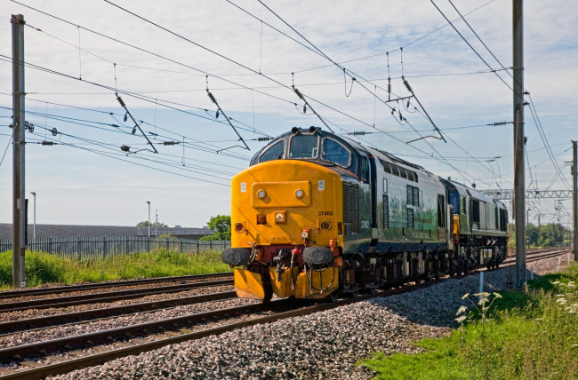 Обои картинки фото техника, поезда, дорога, локомотив, состав, железная