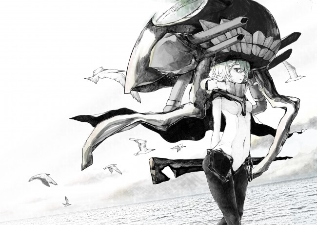 Обои картинки фото аниме, kantai collection, luminous, darkness, nello, девушка, арт, wo-class, aircraft, carrier, kantai, collection