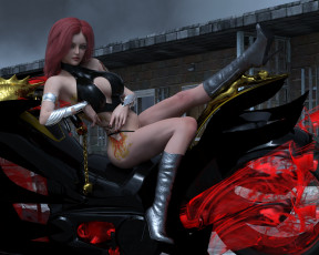 Картинка 3д+графика люди-авто мото+ people-+car+ +moto девушка взгляд мотоцикл фон