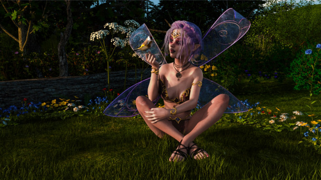 Обои картинки фото 3д графика, эльфы , elves, фон, фея, взгляд