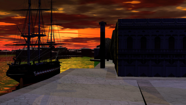 Обои картинки фото 3д графика, море , sea, море, парусники, закат
