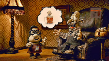 Картинка календари кино +мультфильмы 2018 девочка дедушка кресло торшер